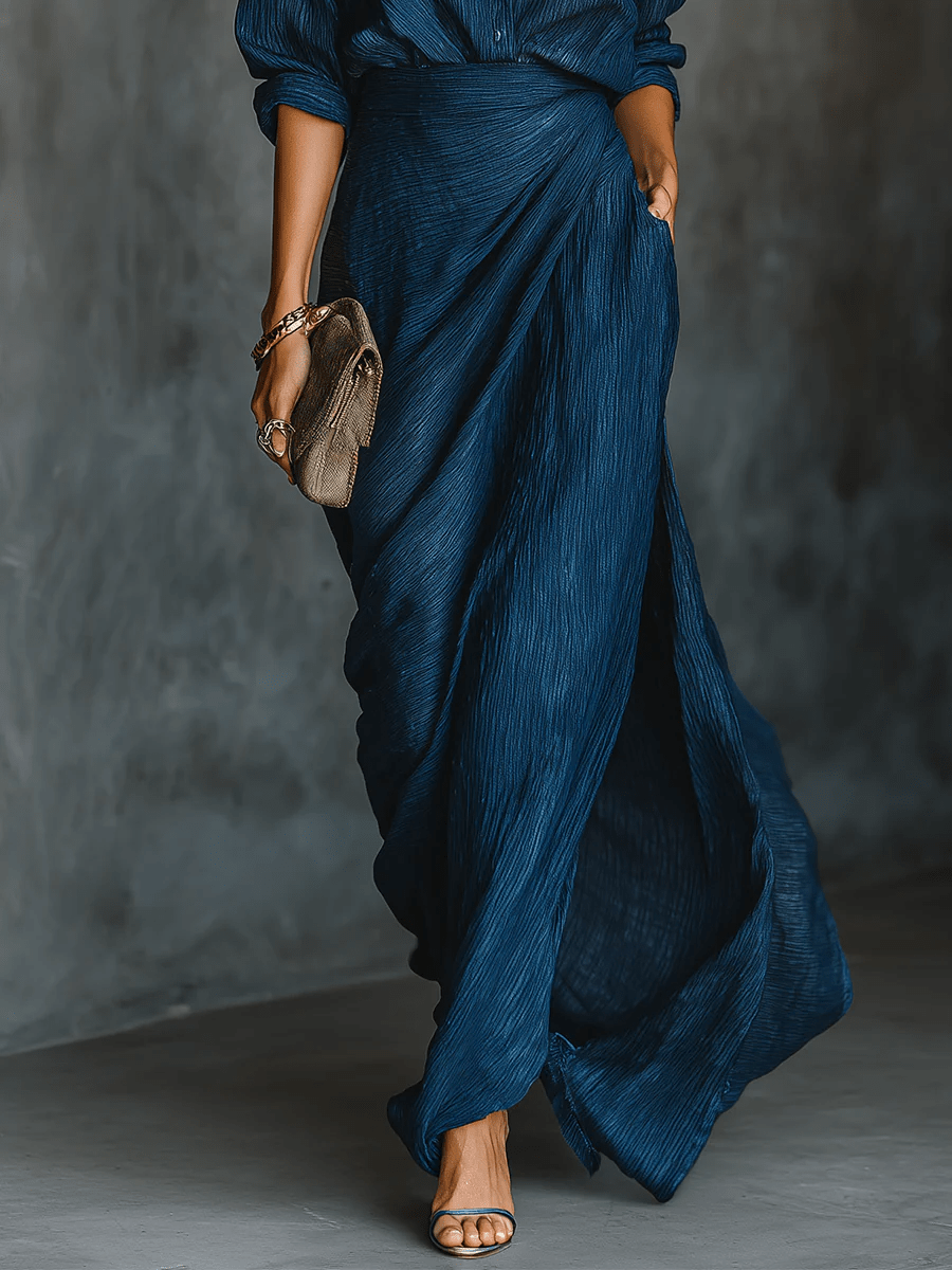 Aurelie | V-Neck Maxi Dress with Long Sleeves