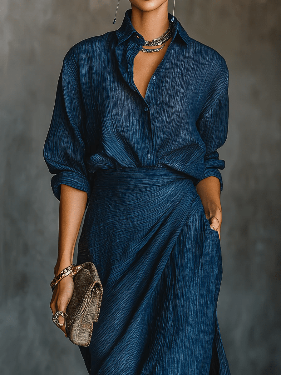 Aurelie | V-Neck Maxi Dress with Long Sleeves