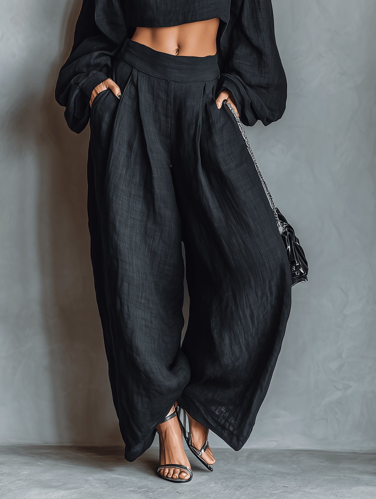 Corinne | Straight Neck Top and Wide Pants Set