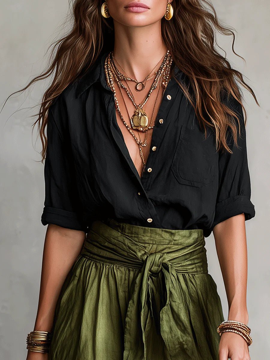 Odette | Long-Sleeve T-Shirt and High-Waisted Midi Skirt Set