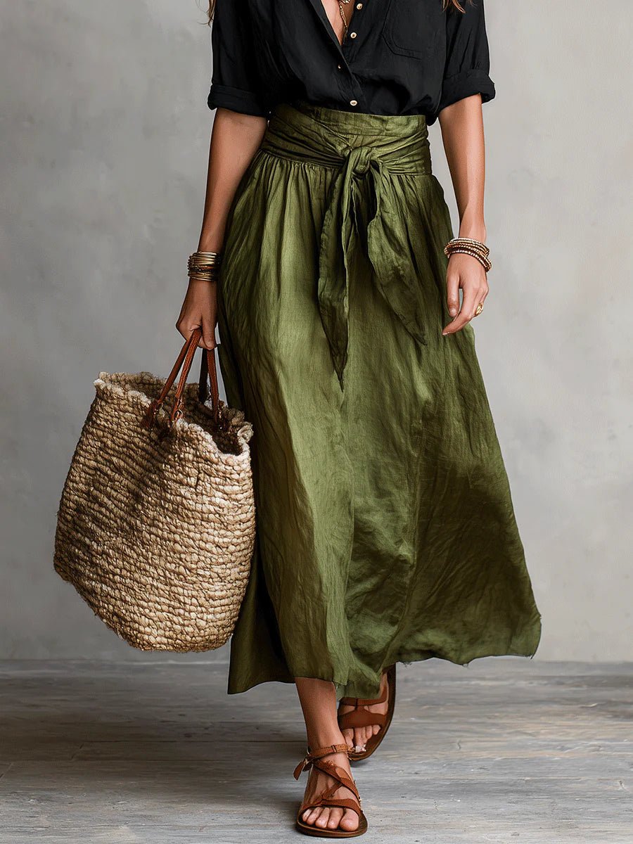 Odette | Long-Sleeve T-Shirt and High-Waisted Midi Skirt Set