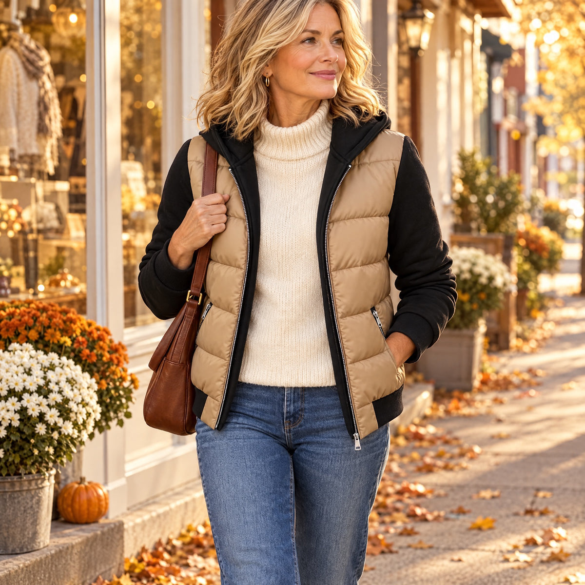 The Berta in Khaki-Black — a fall afternoon in town.