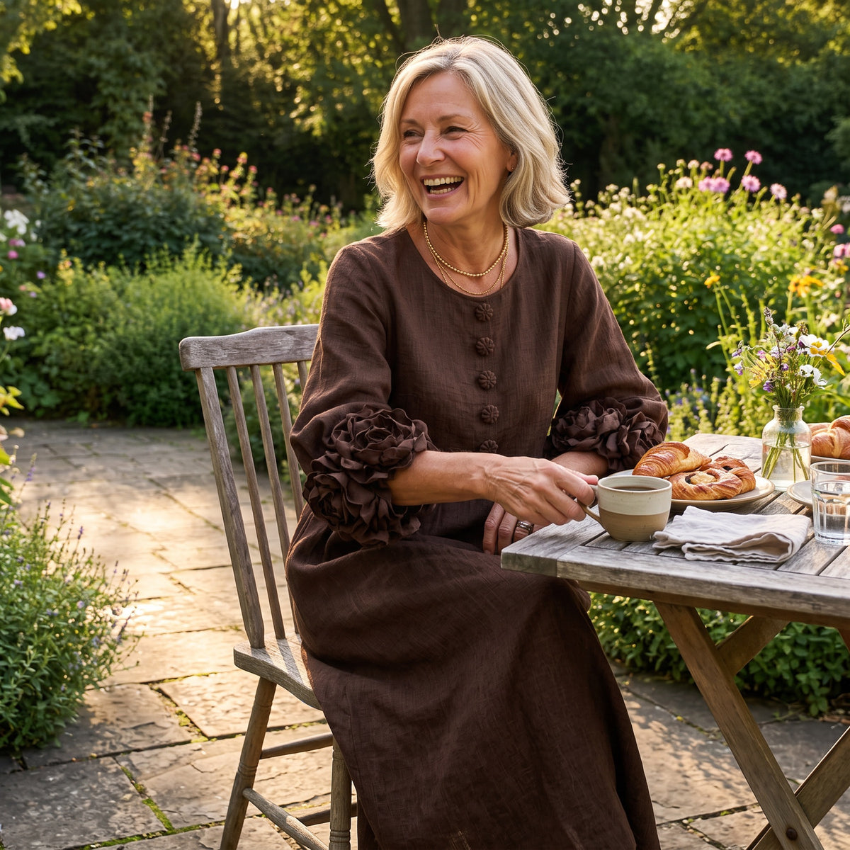The Jessica — breakfast in the garden, and a dress that feels like a treat.