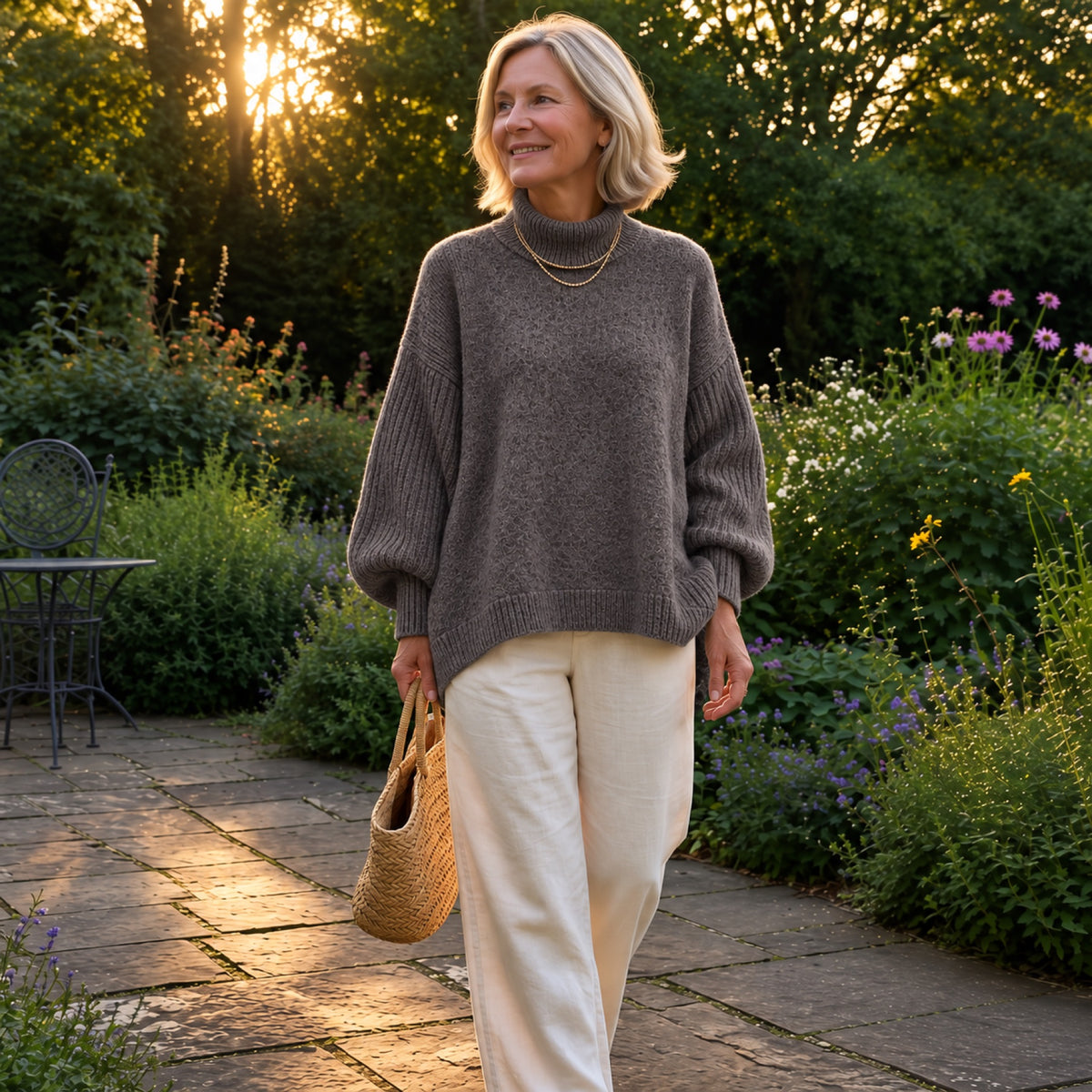 The Kathleen — a cozy layer for a golden evening walk.