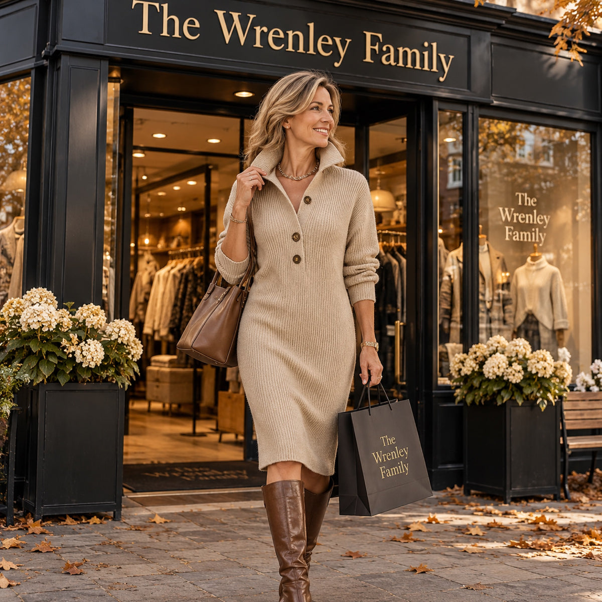 The Lacey in Khaki — a fall afternoon in town, boots on.