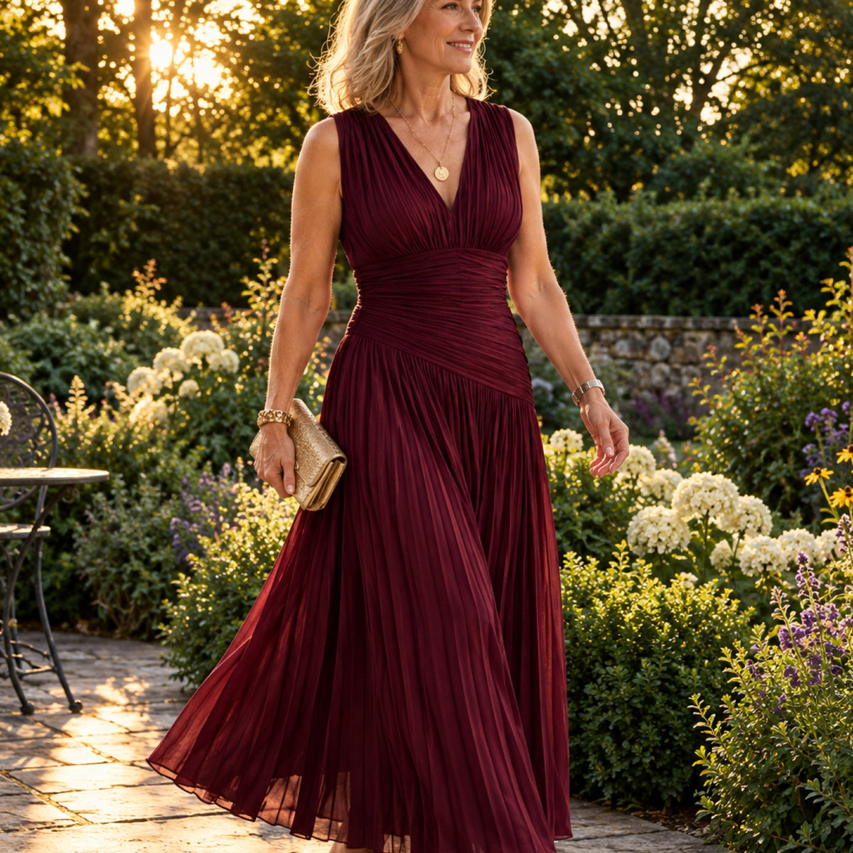 A pleated skirt that flows as you walk