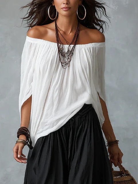 Adeline | Off-shoulder Top and Loose Lantern Pants Set