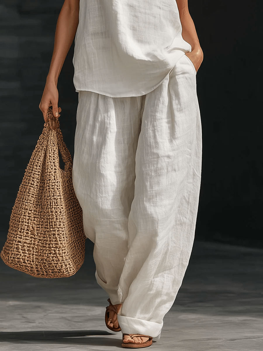 Marielle | Sleeveless V-Neck Top and Wide Pants Set