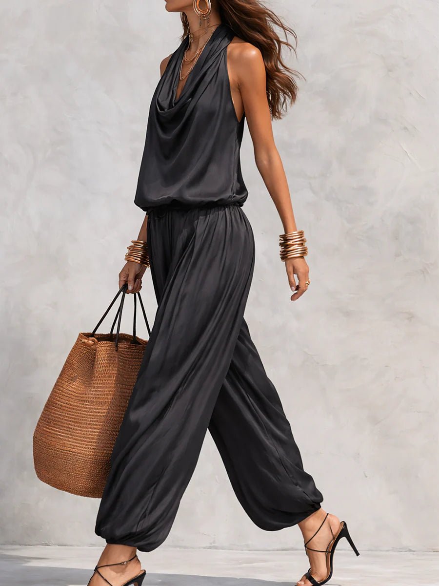Sylvie | Halter Neck Sleeveless Top and Pleated Pants Set